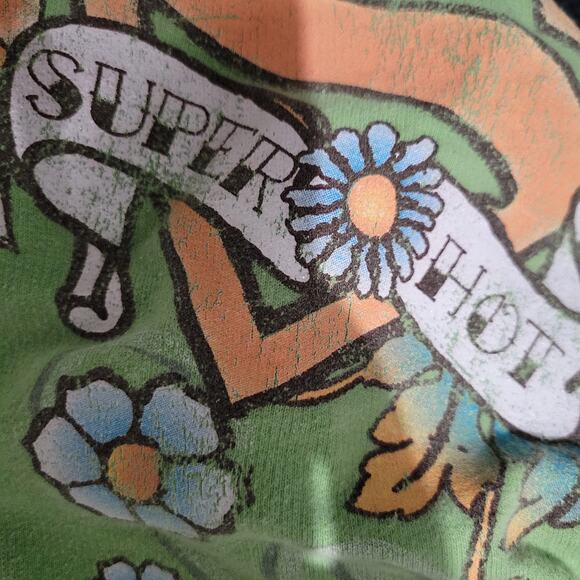 Vintage Supergirl Sweatpants Green Cropped Tattoo Capri Pants Joggers Y2K Small - Picture 7 of 16